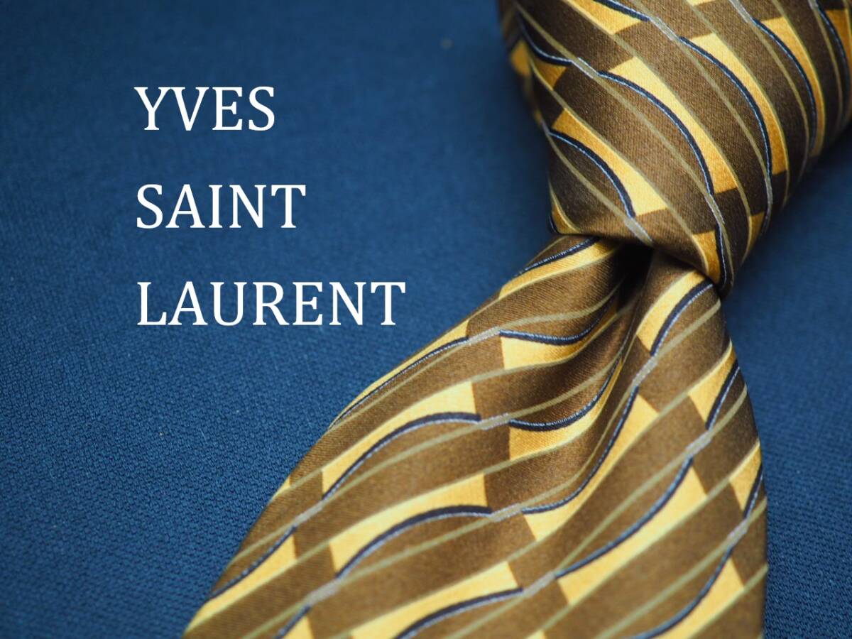 美品【Yves Saint Laurent イヴサンローラン】 D2519 ブラウン系 SILK ブランド ネクタイ 古着 良品拍卖