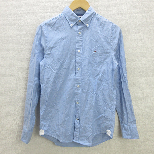 G■トミーヒルフィガー/TOMMYHILFIGER 長袖BDシャツ/コットン【S】青系/men's/159【中古】■拍卖