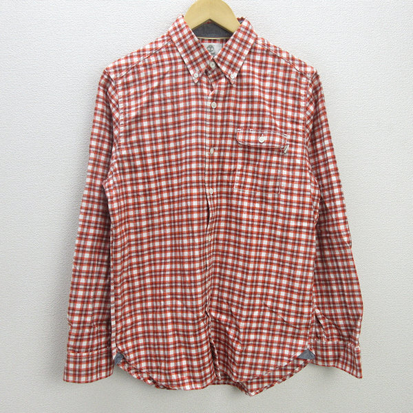 G■ティンバーランド/Timberland 長袖BDシャツ/チェック柄【S】オレンジ赤/men's/149【中古】■拍卖