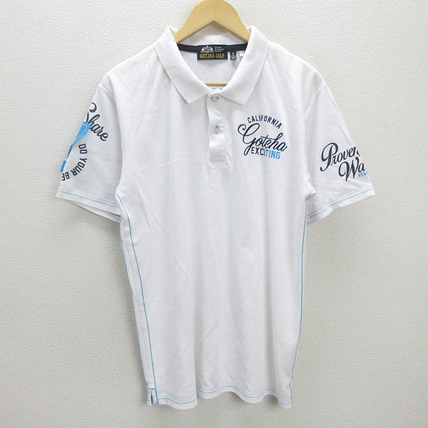 G■ガッチャ/GOTCHA GOLF 半袖ポロシャツ/ゴルフウェア【XL】白/men's/35【中古】■拍卖