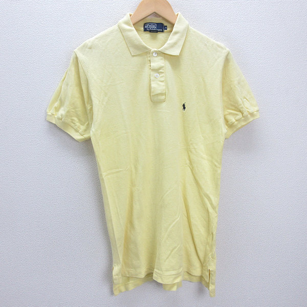 G■ポロラルフローレン/POLORalphLoren 半袖ポロシャツ/鹿の子地【S】黄/men's/122【中古】■拍卖