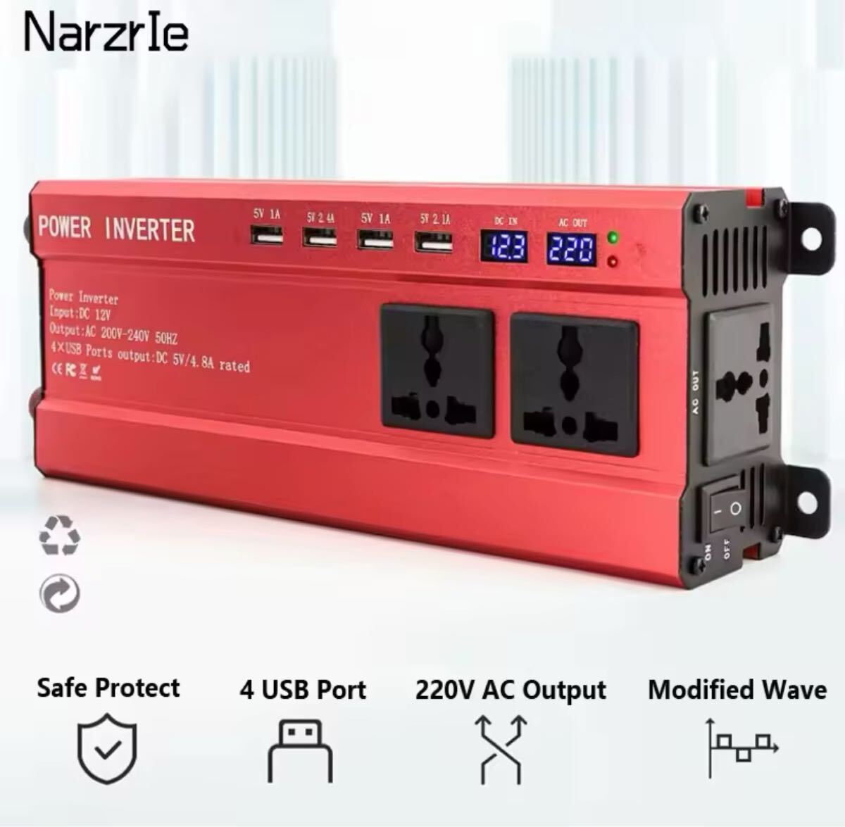 ◎送料無料!インバーター 最大2000W 入力DC12V 出力AC110V【a769】拍卖