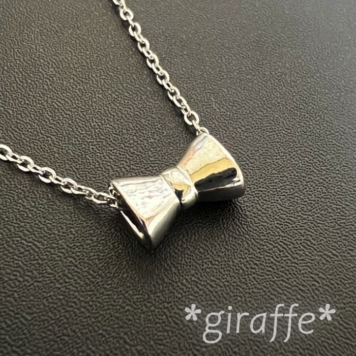 C310 匿名配送 ネックレス レディース リボン シルバー ステンレススチール シンプル 可愛い拍卖