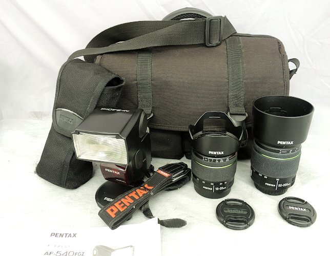 PENTAX ペンタックス AFズームレンズ SMC DA 18-55mm f3.5-5.6 AL WR SMC DA 50-200mm f4.5-5.6 ED WR ストロボ AF-540FGZ 中古拍卖