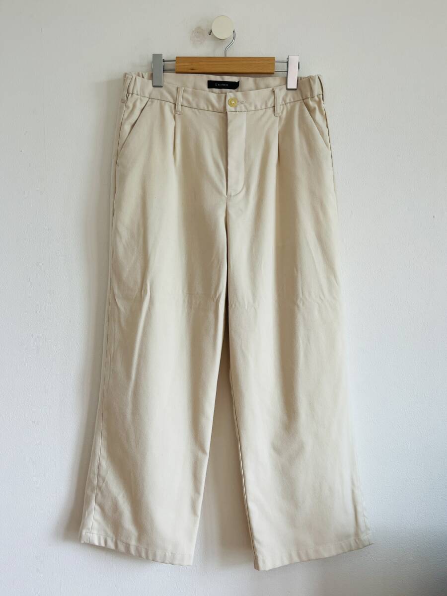 RAGEBLUE クリーム色タック入りワイドパンツ L拍卖