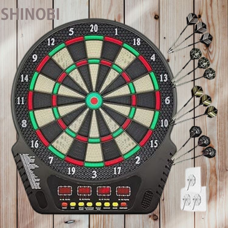 ダーツボード 電子 ソフトダーツ用 自動採点 4つのLEDディスプレイ 音声機能 ワンキーミュート 27ゲーム 243プレイ方法 パーティーゲーム 拍卖