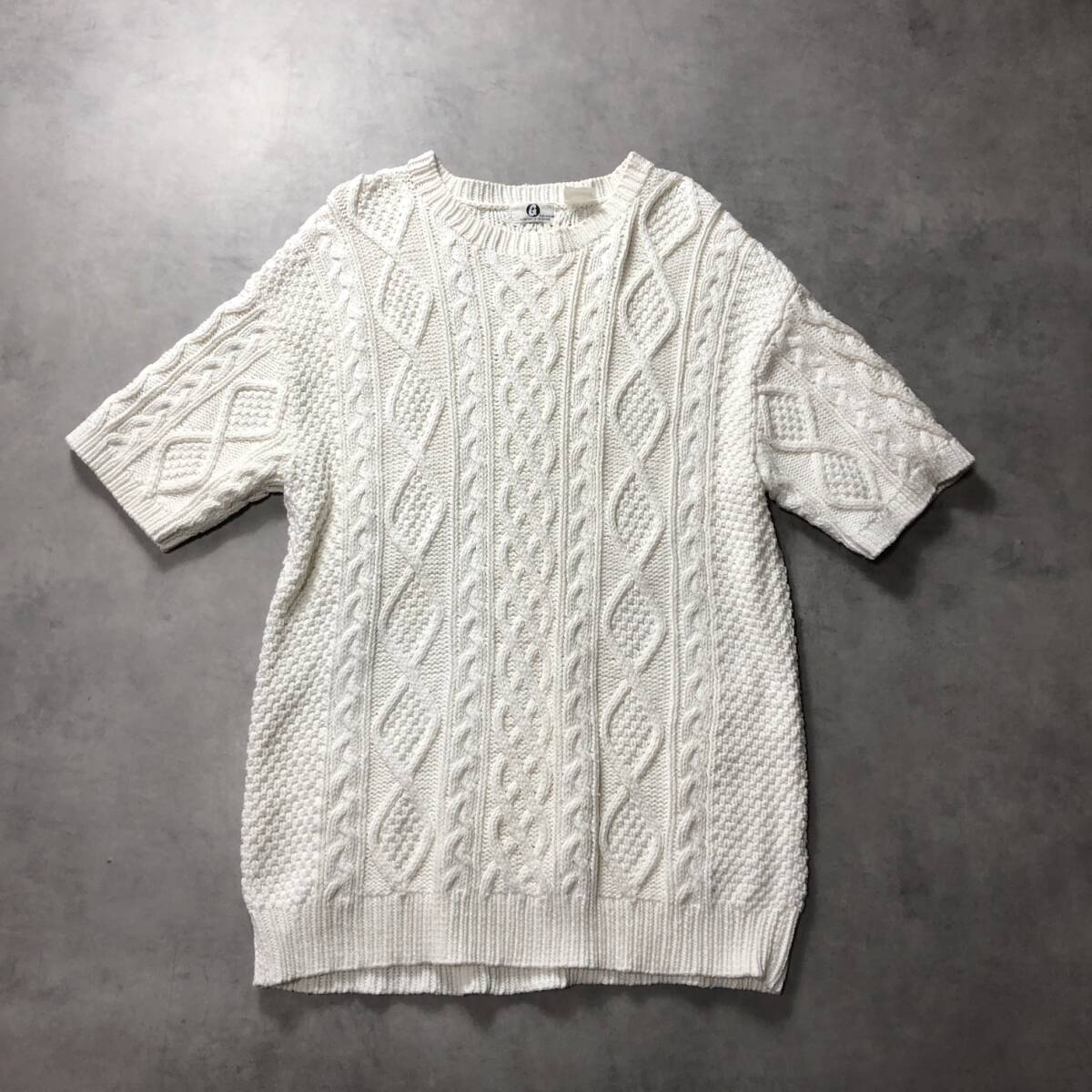 GQ2180◇GOODENOUGH : 90's 名作 archive 半袖フィッシャーマンニット◇L◇白 グッドイナフ コットンニット拍卖