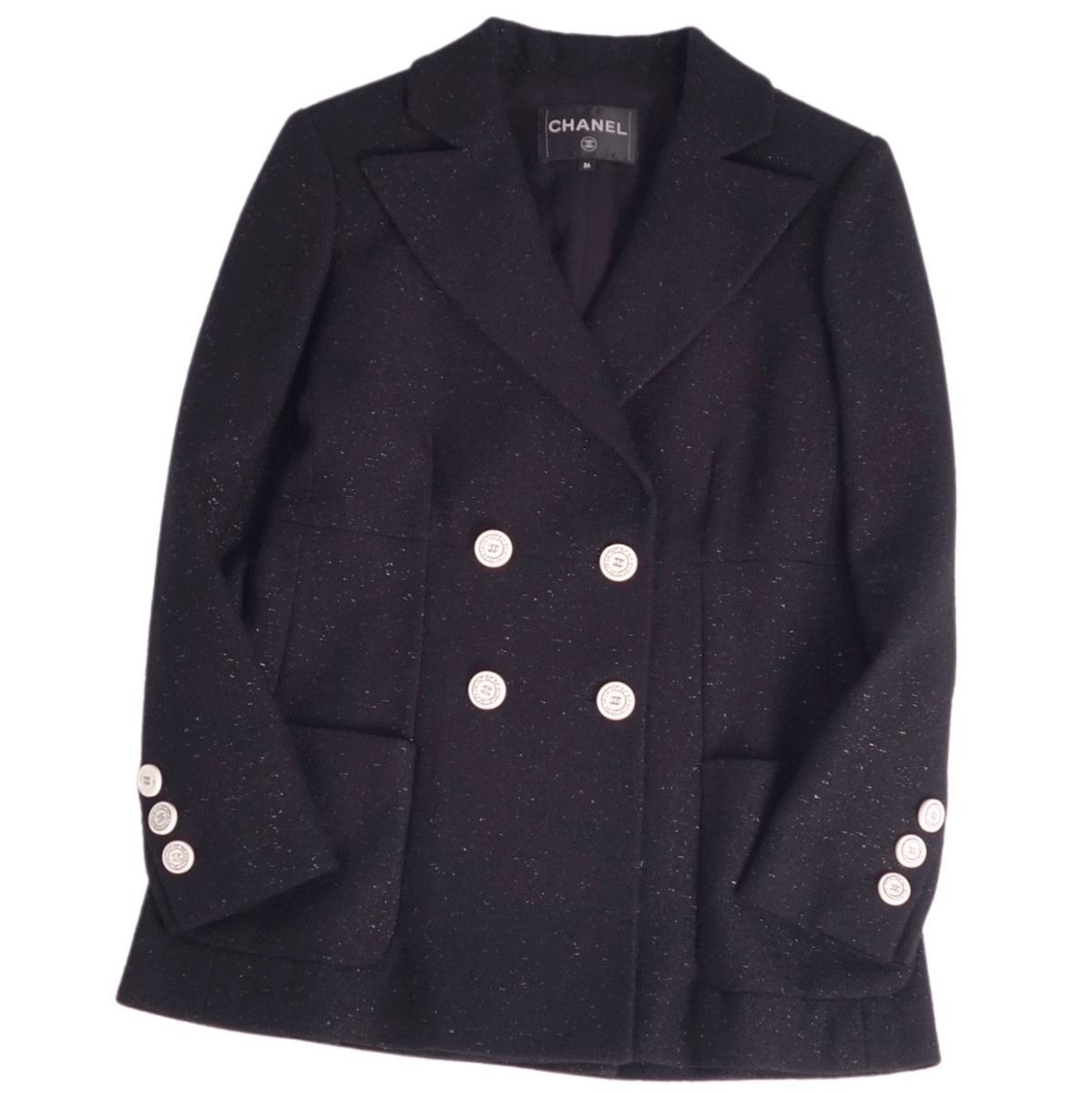 極美品 シャネル CHANEL ジャケット 19C P60276 テーラード ウール ツイード ココマークボタン アウター 36 ブラック ce03er-rm10e30231拍卖