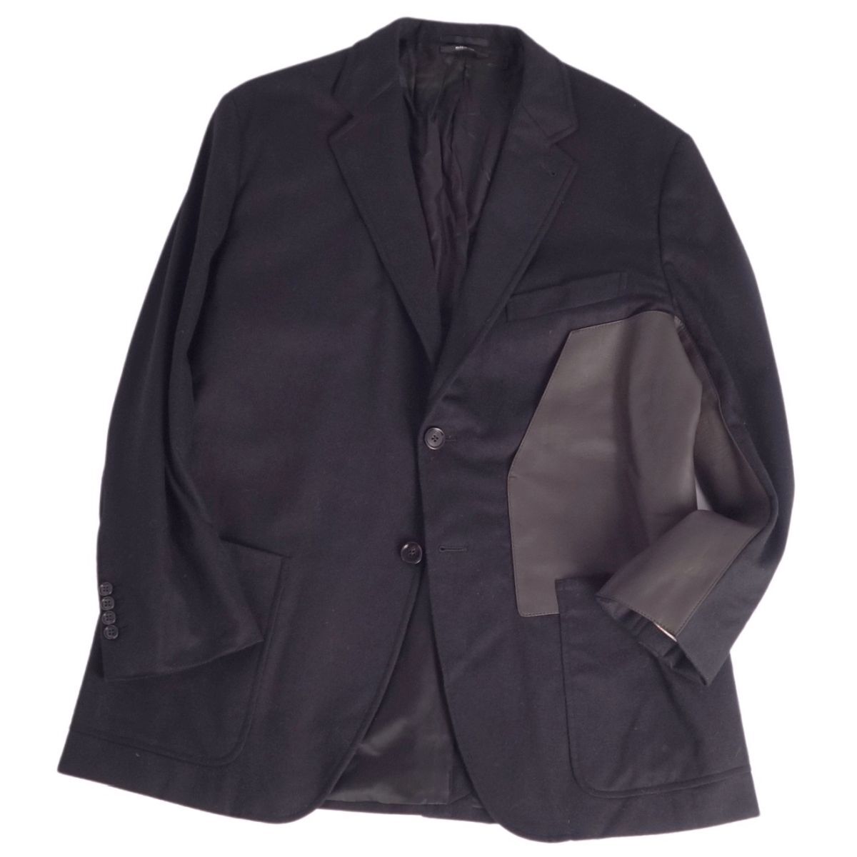 極美品 エルメス HERMES ジャケット 2023AW テーラード ウール フラノ ラムレザー アウター メンズ 56(XXL相当)ブラック ce03ol-rm10e29960拍卖