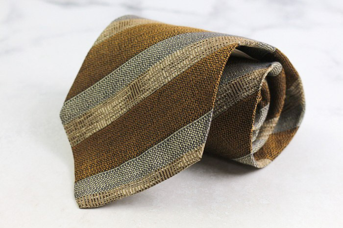 ジョルジオアルマーニ ブランド ネクタイ ストライプ シルク イタリア製 未使用タグ付 PO メンズ ブラウン GIORGIO ARMANI拍卖