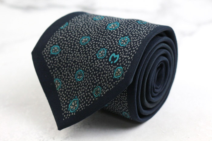 ミラショーン ブランド ネクタイ ロゴ 小紋柄 花柄 パネル柄 シルク イタリア製 PO メンズ ネイビー mila schon拍卖