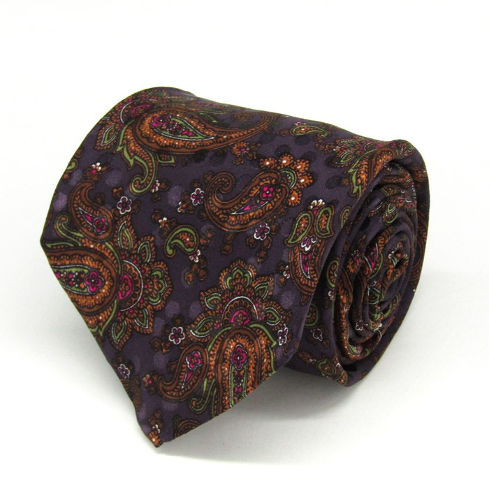 ニナリッチ ブランド ネクタイ シルク ペイズリー柄 総柄 花柄 PO メンズ パープル NINA RICCI拍卖