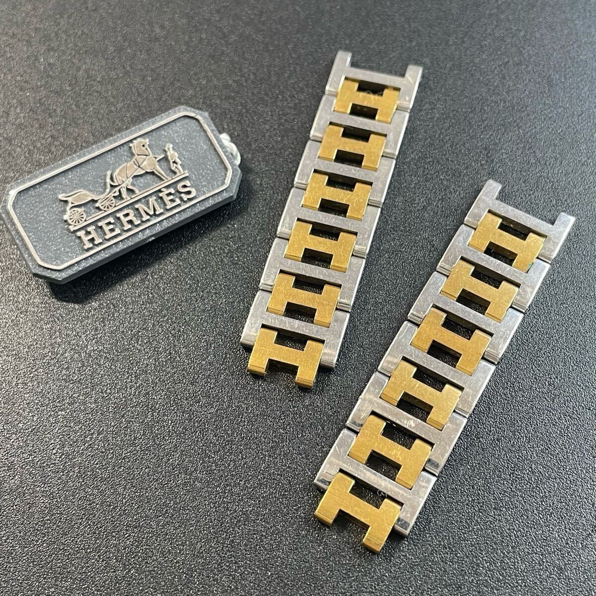 【良品 正規品 純正品】 エルメス 腕時計 コマ メンズ レディース SSブレス 6コマ 12コマ ゴールドコンビ クリッパー 14mm 14cm 【R7_103】拍卖