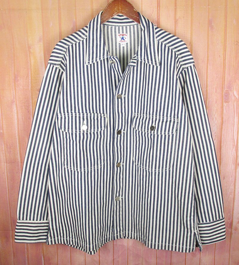 LAJ27295 RANDY'S GARMENT ランディーズガーメンツ ヒッコリー ストライプ シャツ ジャケット ブルー系/ホワイト系 L拍卖