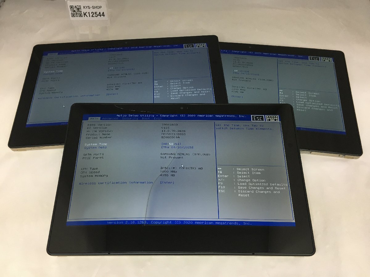 ジャンク3台セット/NEC VersaPro VS-3 PC-VK210SGG3/Core m3 第7世代 1.00GHz/128GB/4GB/12.5インチ/高解像度/AC欠品【K12544】拍卖