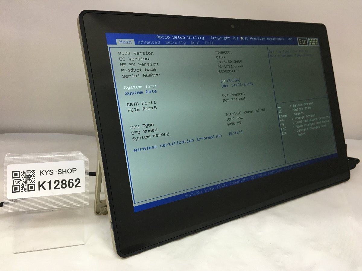 ジャンク/NEC VersaPro VS-3 PC-VK210SGG3/Core m3 第7世代 1.00GHz/ストレージ無し/4GB/12.5インチ/高解像度/AC欠品【K12862】拍卖