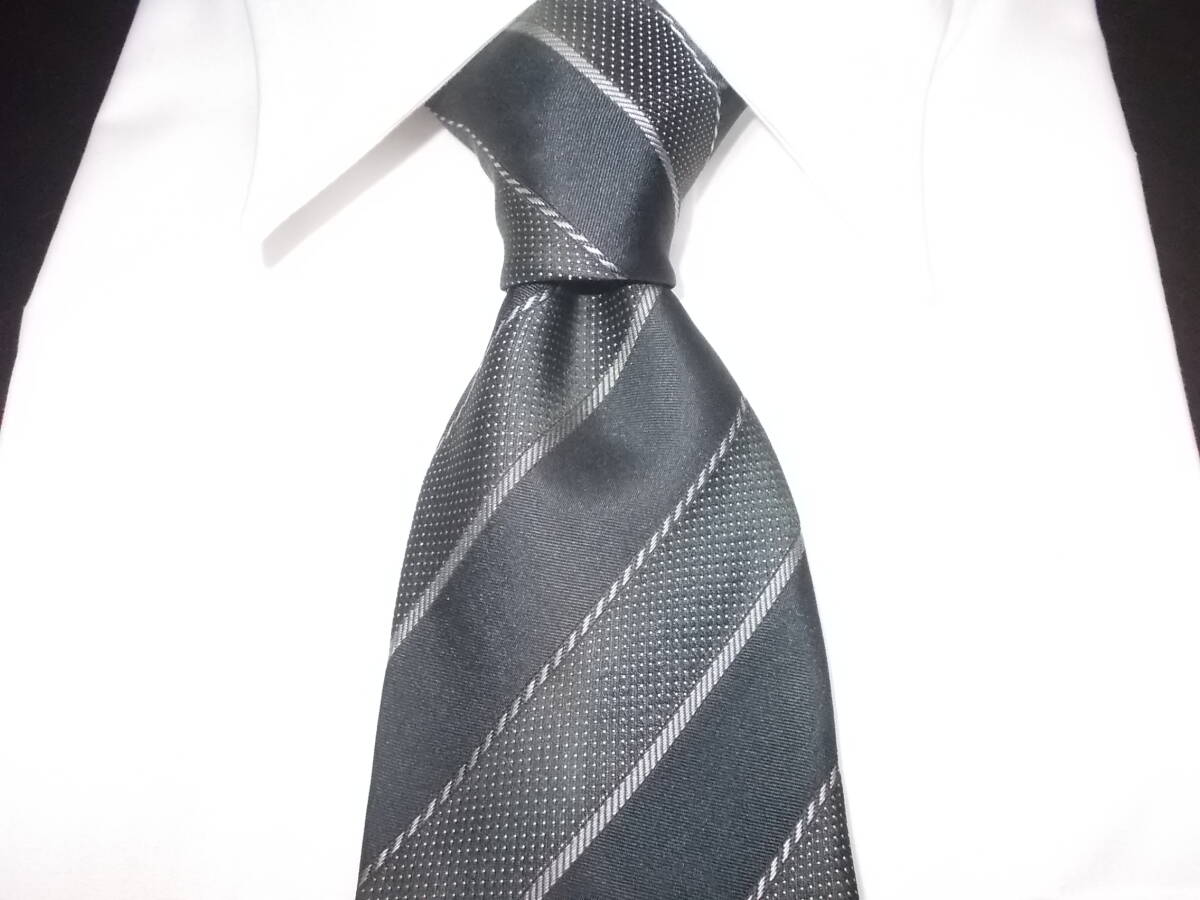a56◆GIORGIO ARMANIネクタイ◆ジョルジオアルマーニネクタイシルクイタリア製ストライプ7D拍卖