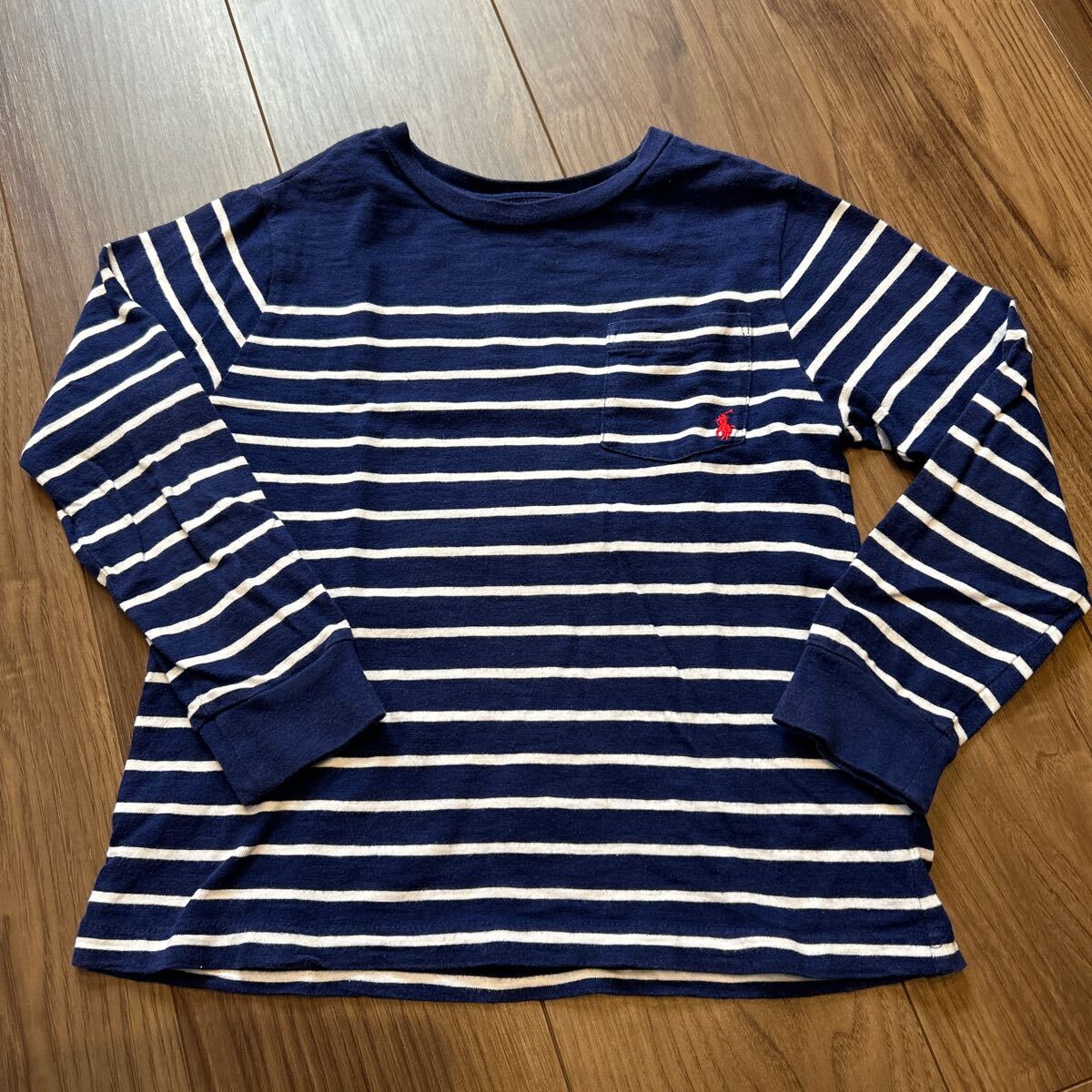 【美品】 RALPH LAUREN ロンT 長袖 ボーダー カットソー トップス ネイビー 5歳 6歳 キッズ 男の子 115拍卖