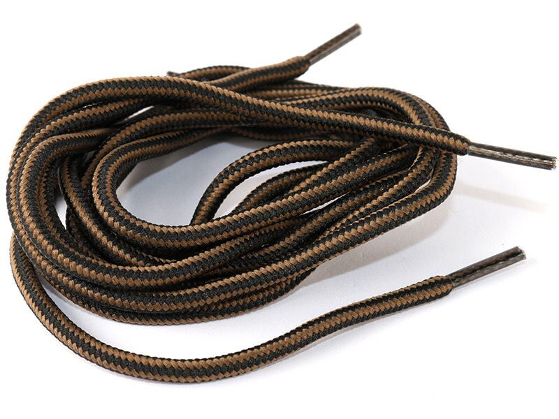 ファッション 2色 スポーツ ブーツ レザーブーツ シューレース 丸紐 靴紐 靴ひも 0.4×120CM#ブラウンXブラック拍卖