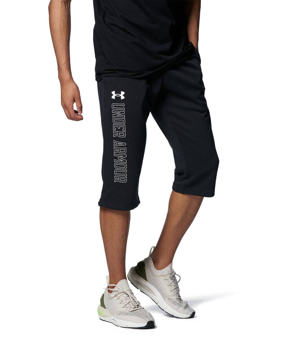 新品 アンダーアーマー 3/4 スウェット パンツ SM S 黒 ブラック ハーフ 7分丈 1371929 UNDER ARMOUR 即決拍卖