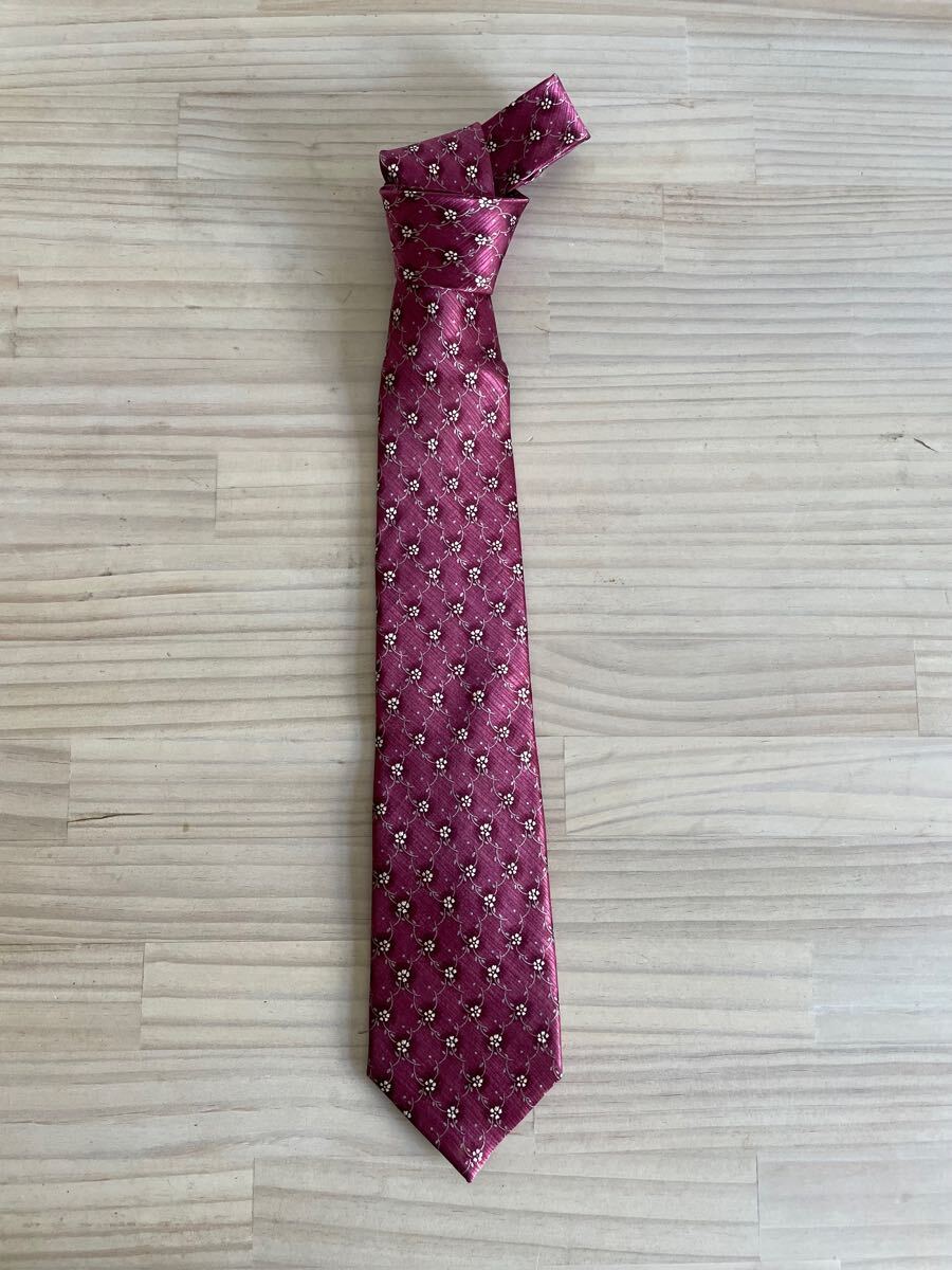 PANARA/ネクタイ/レトロ/シルク/絹100%/花模様/ワインレッド/美品良品拍卖