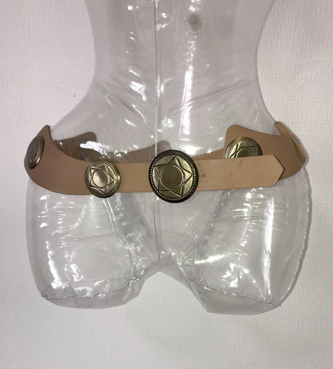 ♪コンチョベルト・茶色・皮・メタル飾り・ウエスタン・ワイドベルト・新同拍卖