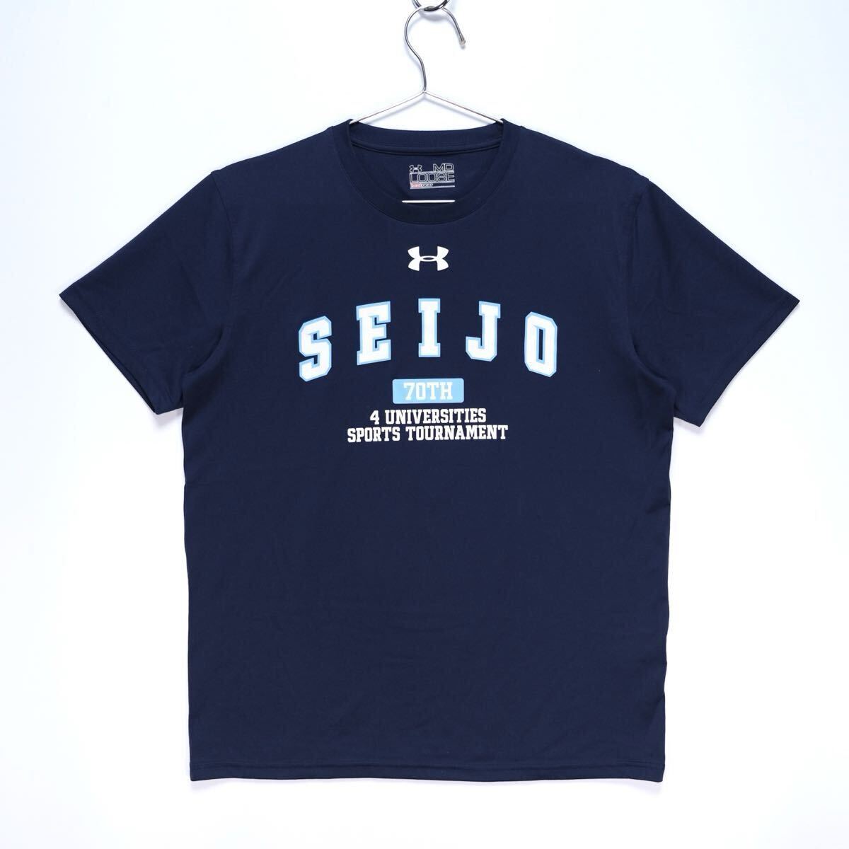 【送料無料】成城大学/第70回四大学運動競技大会/四大戦 ドライTシャツ/UNDER ARMOUR/アンダーアーマー/ネイビー/Mサイズ拍卖