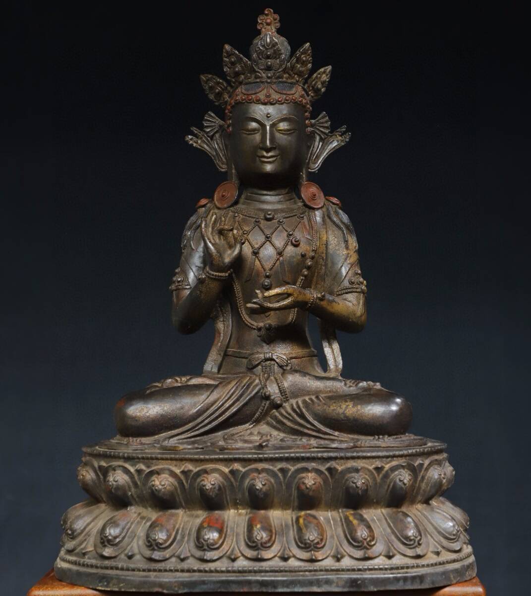 唐物 清 大判仏像-高さ55 cm銅拓金【金剛】造像 仏像 供養品 置物 中国美術品 時代物 D64拍卖