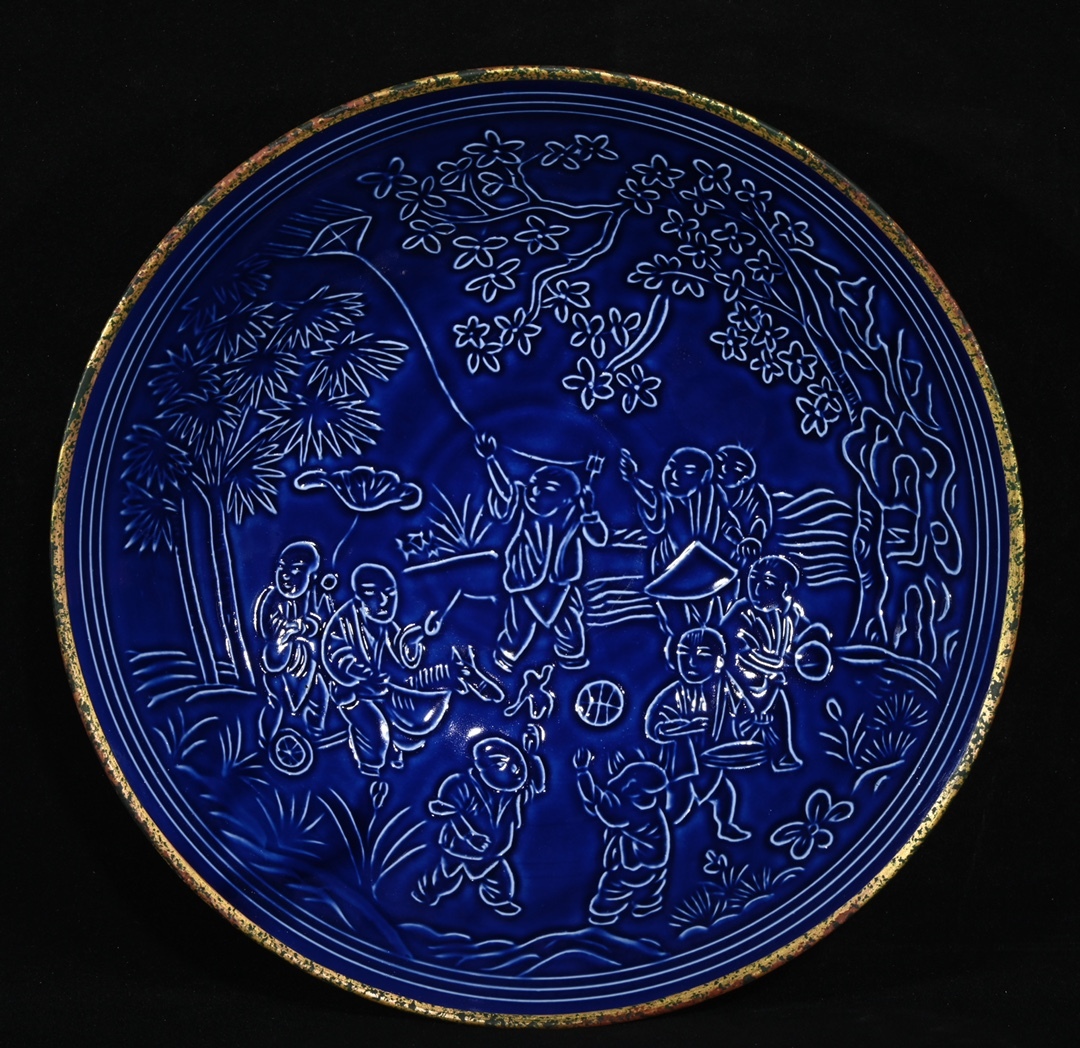 唐物 宋 定窯 宝石青釉 刻花童子紋 包口碗 陶芸 磁器 古陶磁器 中国美術品 時代物 D64拍卖