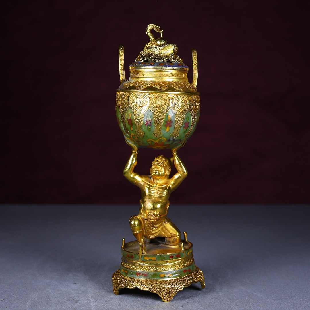 唐物 清 銅塗金 摘糸瑞獣 燻製炉 銅製品 銅器 極細工 中国美術品 時代物 中国古玩 骨董品 D64拍卖