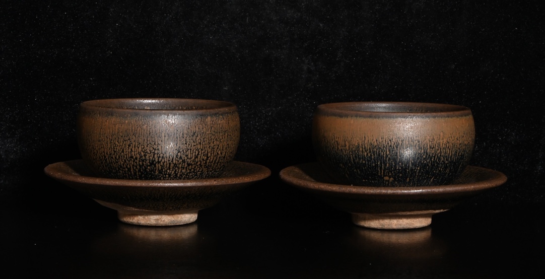 唐物 宋 建窯 兎毫曳杯ペア 陶芸 磁器 古陶磁器 中国美術品 時代物 D64拍卖