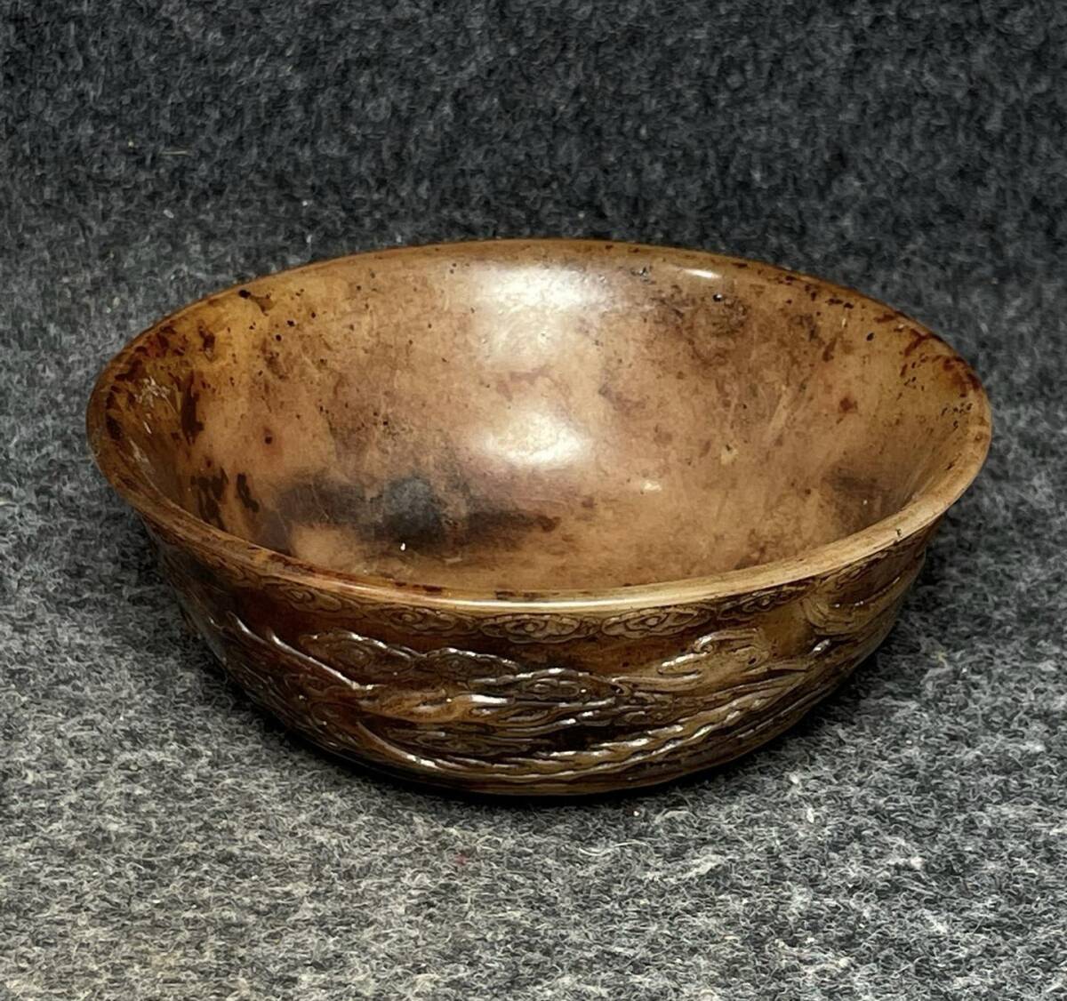 唐物 清 乾隆年製 高古玉 刻工碗 古美術品 時代物 中国古玩 骨董品 D64拍卖