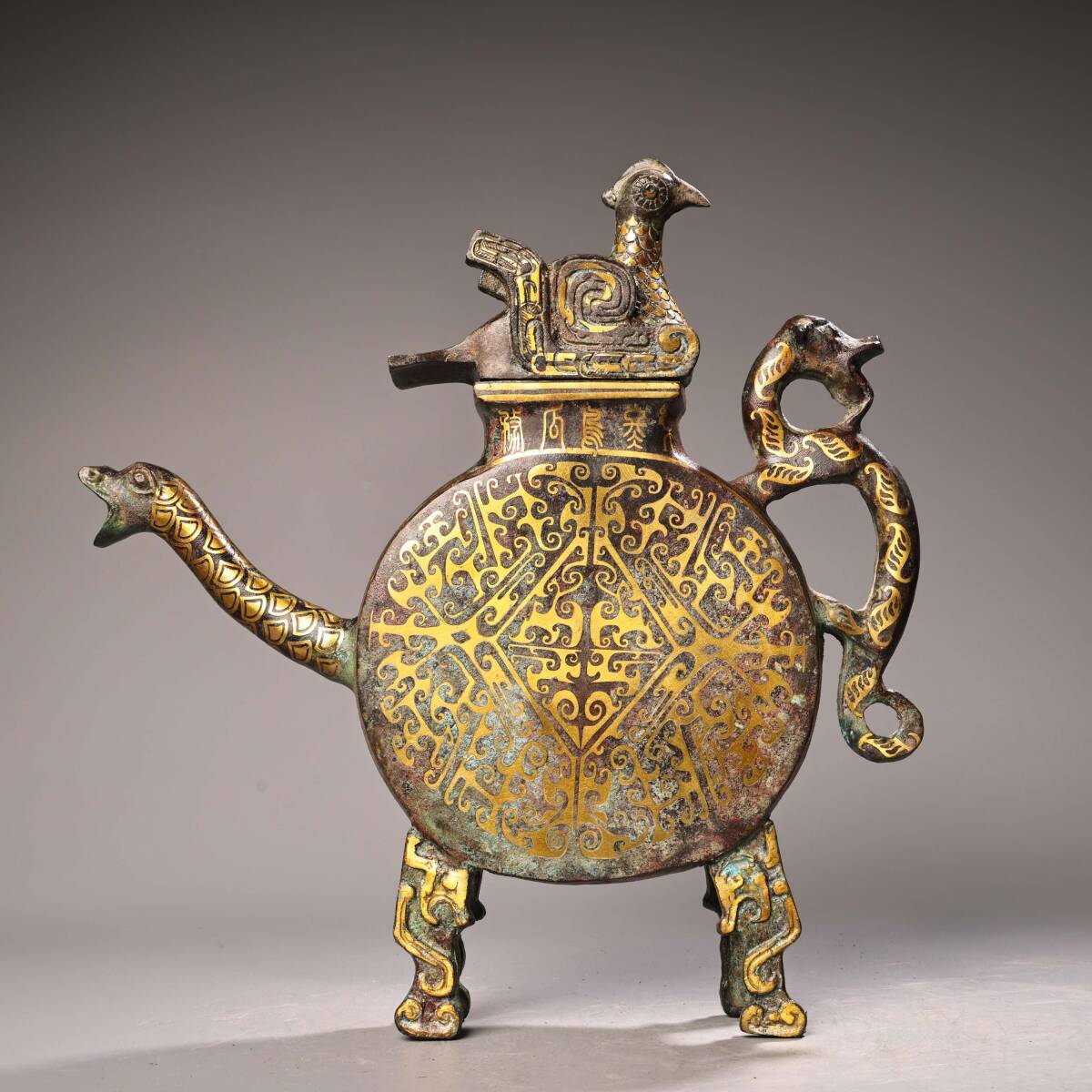 唐物 清 青銅器 錯金 急須 銅製品 中国美術品 時代物 D64拍卖