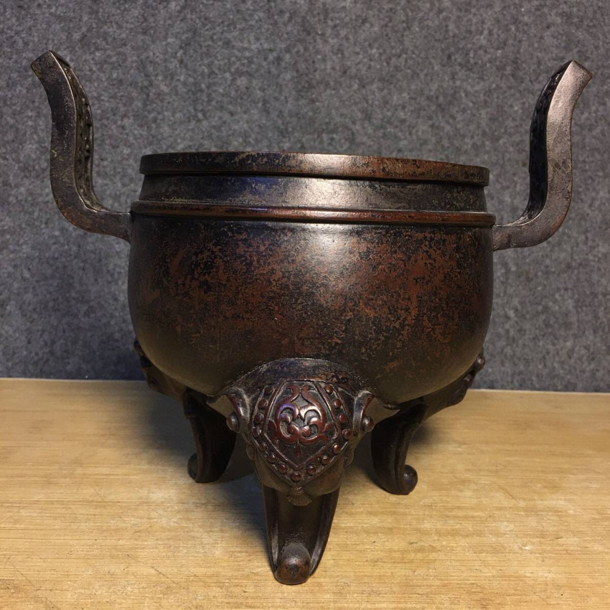 唐物 清 純銅 香炉 香道具 銅製品 置物 中国美術品 時代物 中国古玩 骨董品 D64拍卖