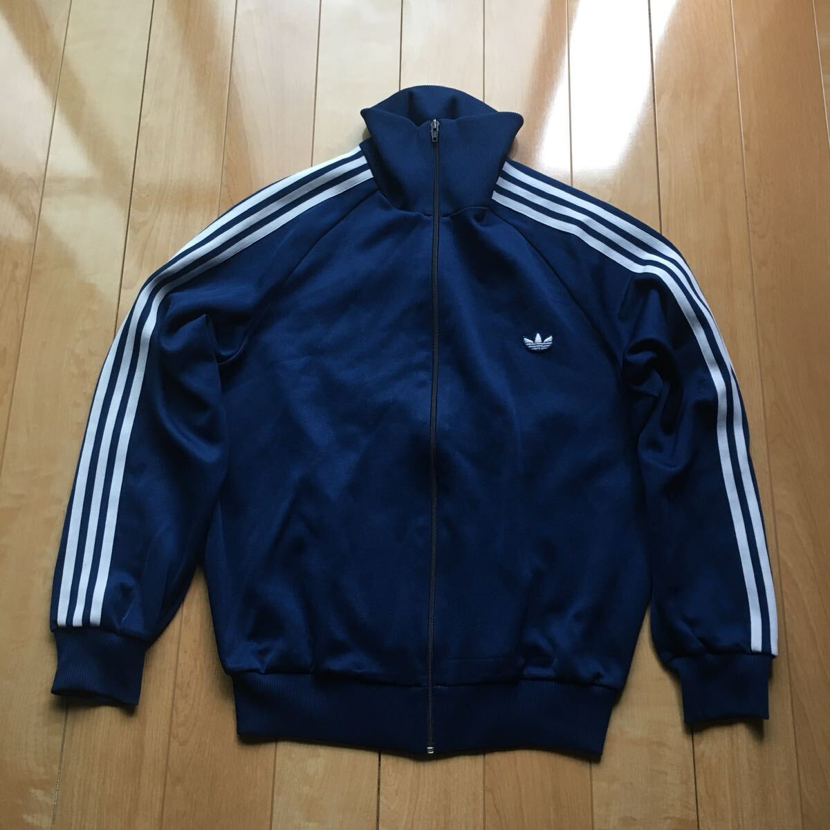 80年代 アディダス デサント製 トラックジャケット 223-1-1 ネイビー トレフォイル拍卖