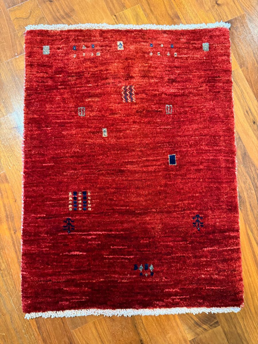 61cmx45cm GABBEH ギャッベ ラグ 玄関マット 絨毯 手織り ペルシャ絨毯 イラン 高品質 未使用保管品 拍卖