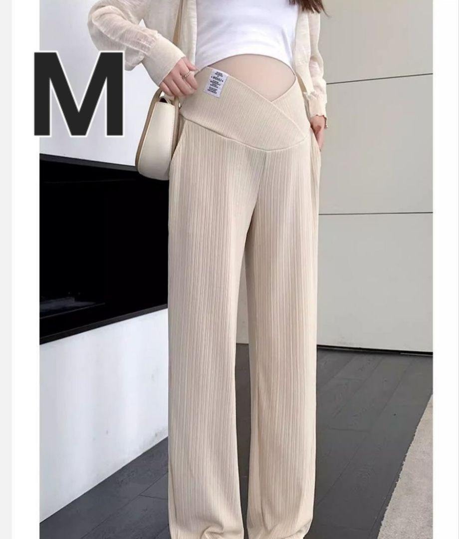 【新品】マタニティパンツ ズボン ルームウェア ゆったり 妊婦 ホワイトM拍卖