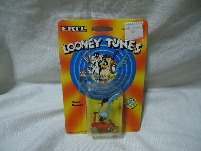 即決 US 1989年製 ルーニーチューンズ ロードランナー 6センチ スチール製 ドール 飾り物 新品 未開封物 ERTL キックボード拍卖