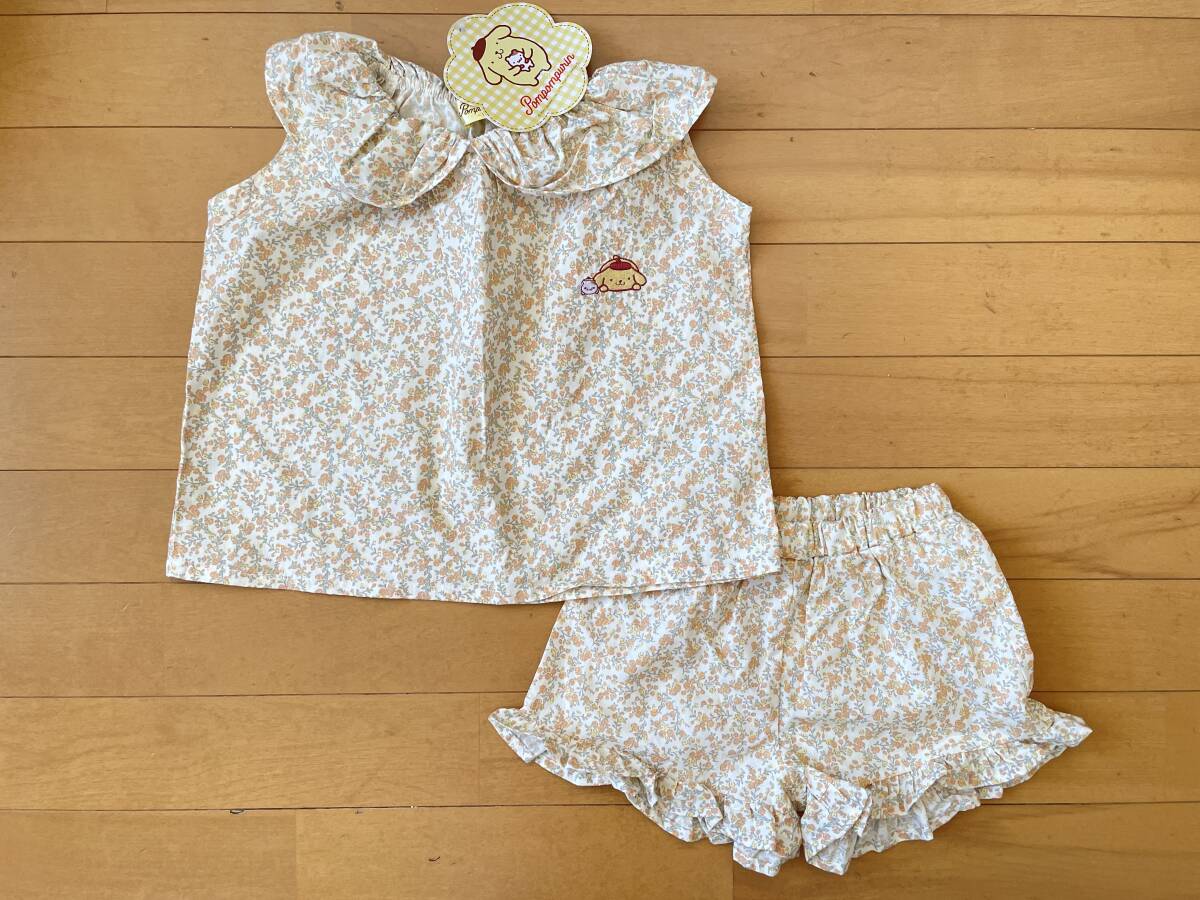 送料込み 新品未使用 90 サンリオ ポムポムプリン 小花とフリルがかわいい上下 パステルカラー 即決拍卖