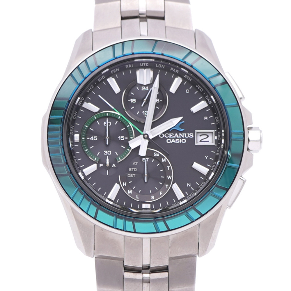 新品同様 カシオ オシアナス マンタ 20周年記念モデル SG-1AJR / OCW-S7000 ソーラー電波 腕時計 チタン ブラック 黒文字盤 1537 CASIO拍卖
