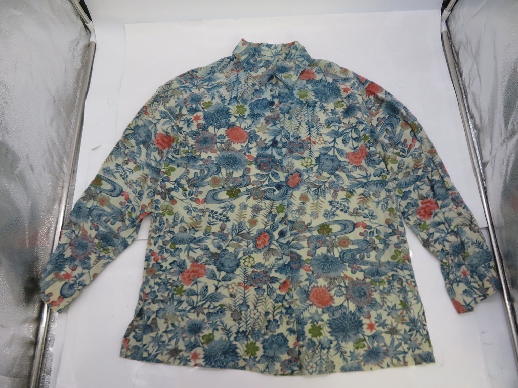 JM73★アロハシャツ トップス 半袖 グリーン 花柄 古着拍卖