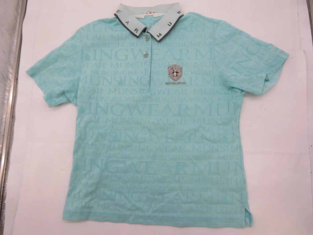 JM54★MUNSINGWEAR マンシングウェア ポロシャツ ターコイズ 半袖 Lサイズ 古着拍卖
