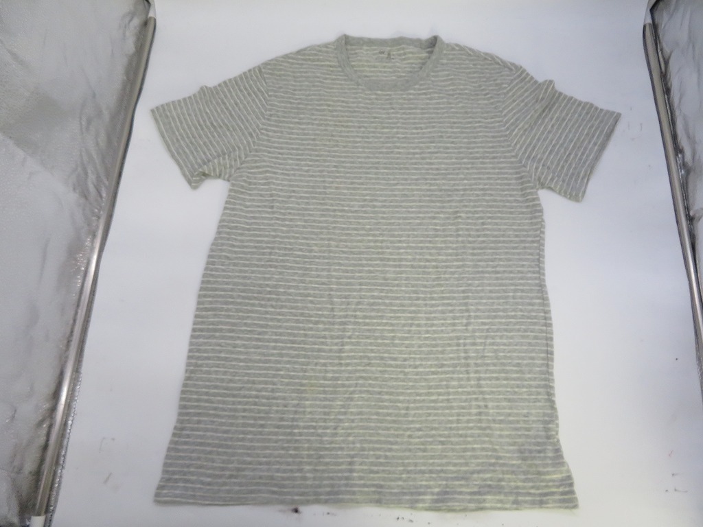 JM107★GAP ギャップ 半袖シャツ トップス グレー ホワイト 縞々Sサイズ 古着拍卖