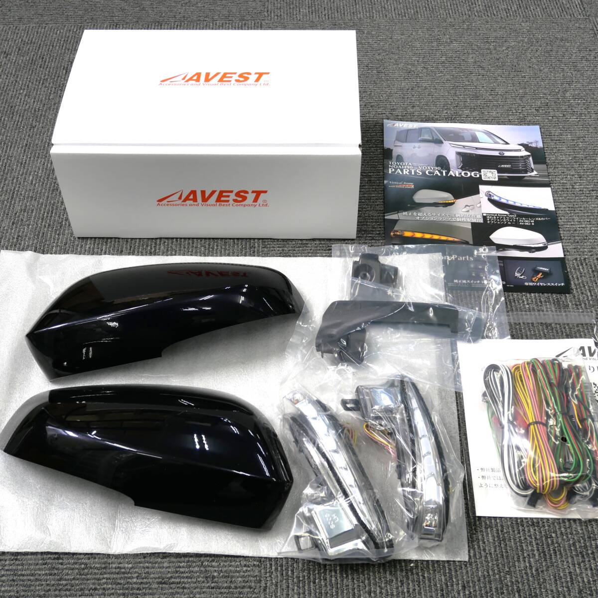 90NOAH ノア90系 90VOXY ヴォクシー90系用 LEDドアミラー 流れる大型ウィンカー付カバー ターンランプ 左右 220 青ポジ 未使用 アベスト拍卖