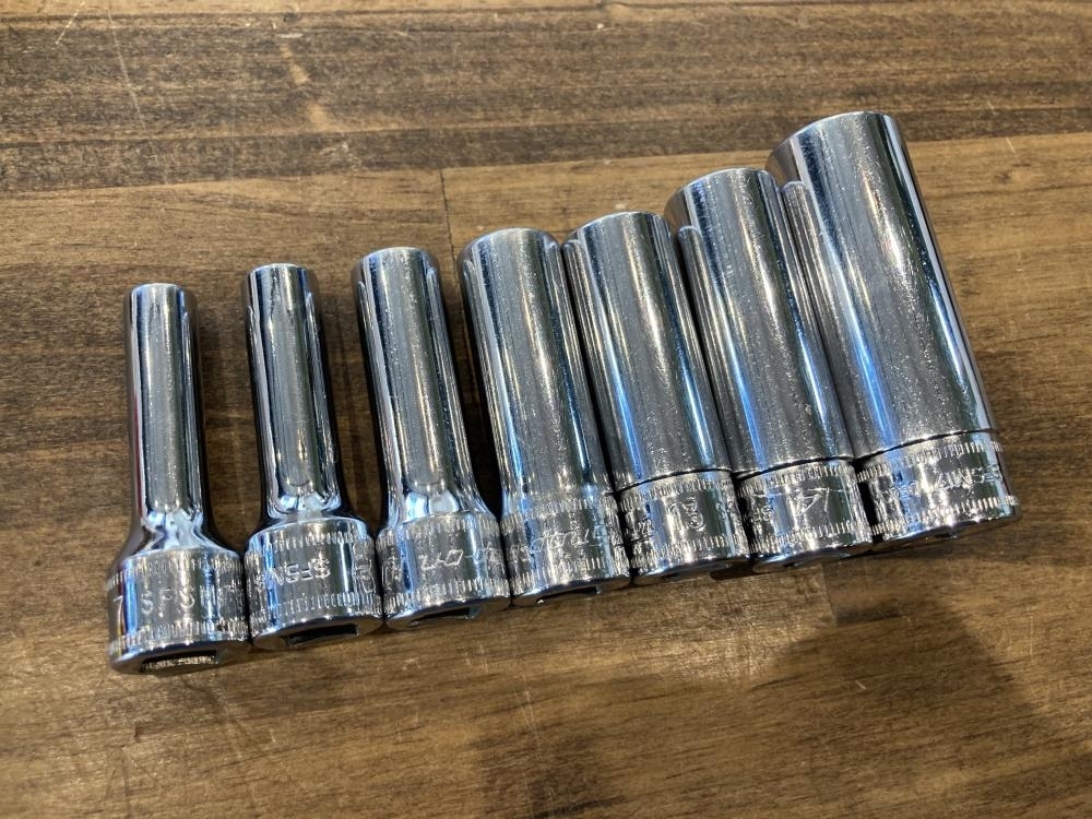 008●おすすめ商品●スナップオン 旧ロゴ 3/8 6角ディープソケット(7点) SFSM7 8 10 12 13 14 17拍卖