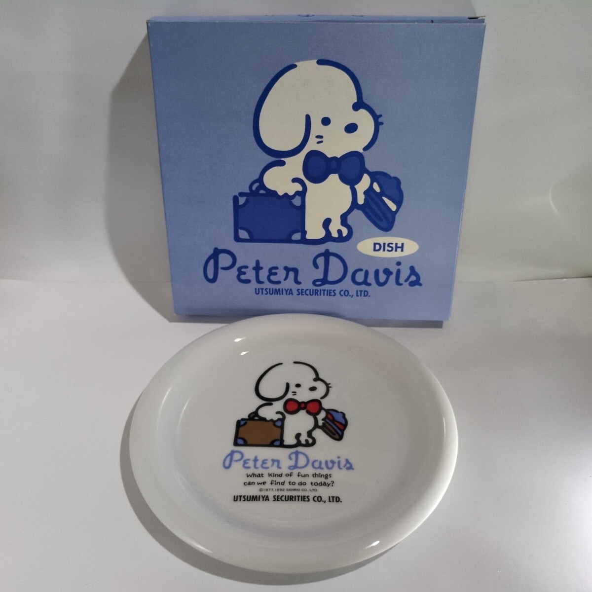 未使用 サンリオ ウツミ屋証券 ピーターデイビス 平皿 1992年 当時物 陶磁器 皿 丸皿 非売品 箱付 Dish PeterDavis Sanrio Utsumi拍卖