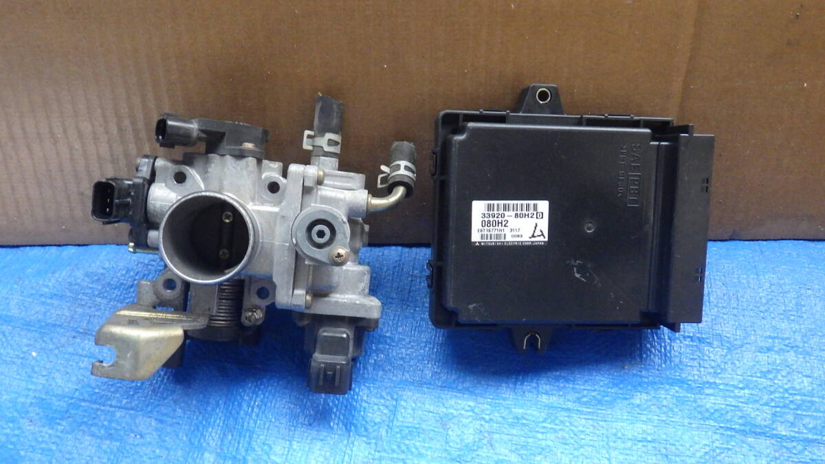 スズキ ツイン EC22S H14年 K6A AT スロットルボディ エンジンコンピューター 33920-80H20 114769km 動作品 管M0410-14拍卖