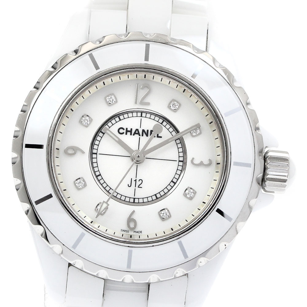 シャネル CHANEL H2422 J12 33mm 白セラミック 8Pダイヤ クォーツ レディース 保証書付き_882759拍卖