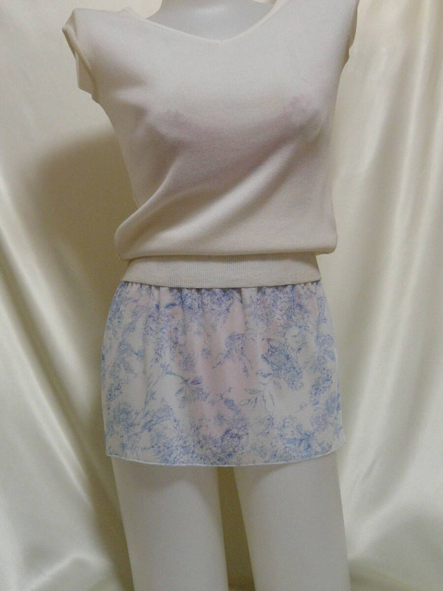 ♪♪白地に水色お花柄の超マイクロミニ☆ストレッチメッシュ^^♪♪拍卖