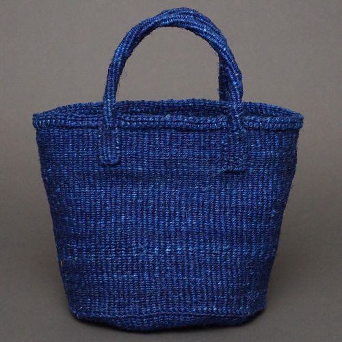 アフリカ ケニア サイザルバッグ 8インチ ブルー トートバッグ かごバッグ アフリカンバッグ シンプル拍卖